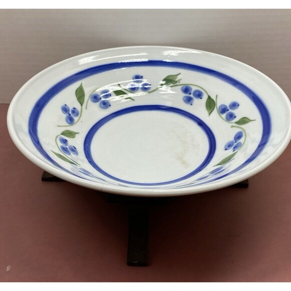 Vintage Sheepscot River Pottery Maine Made Blueberry Serving Bowl Farmhouse READ - Picture 2 of 12